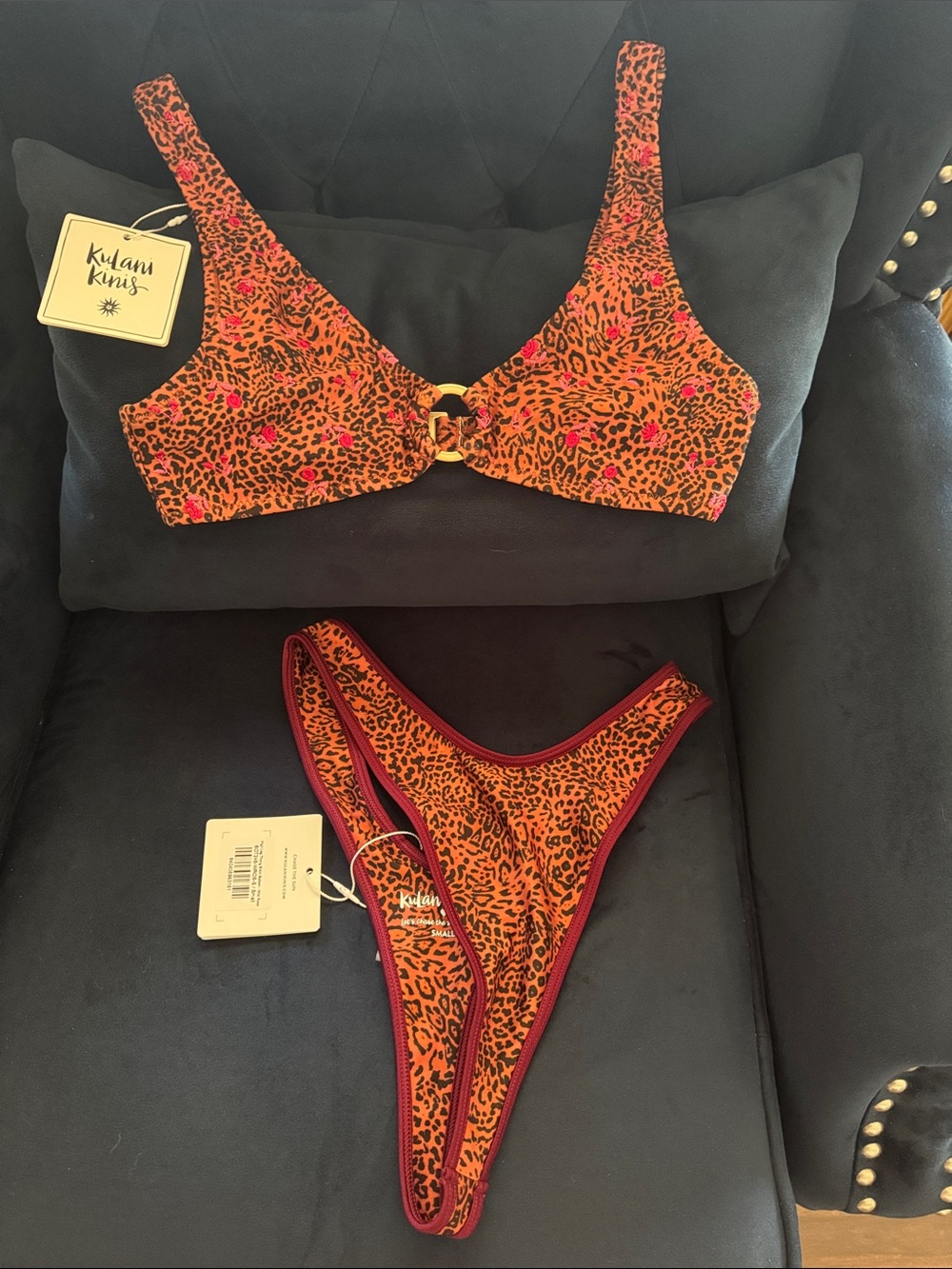 Kulani Kinis Chase The Sun Orange Leopard two-piece Bikini Set